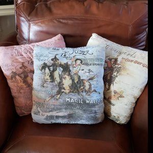Western cowboy cowgirl themed throw pillows